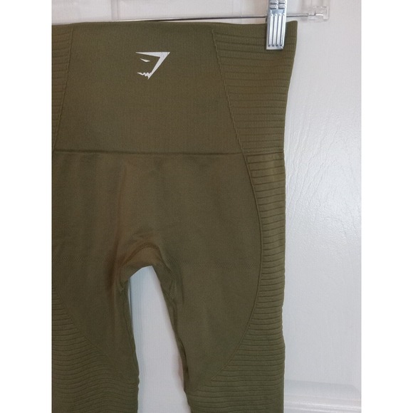 GYMSHARK Energy Seamless‎ Leggings Womens Size Small Olive Green High Rise - Picture 8 of 16